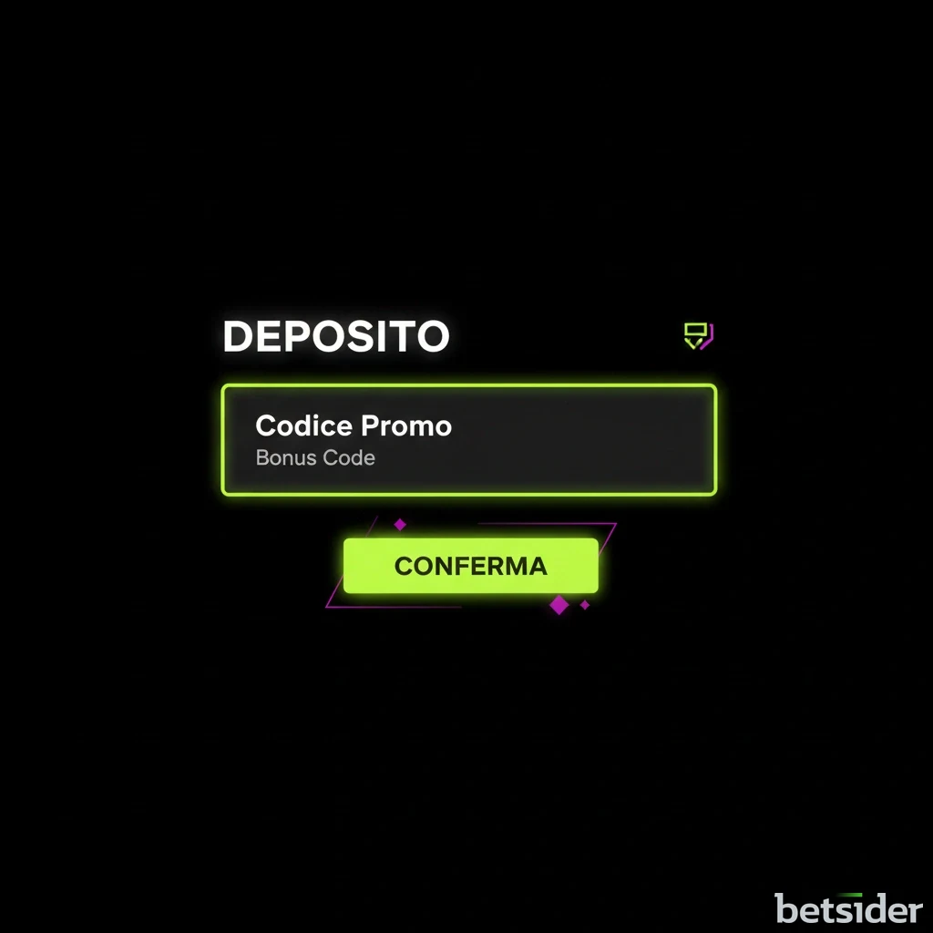Schermata del sito Betsider che mostra dove inserire un codice promozionale.