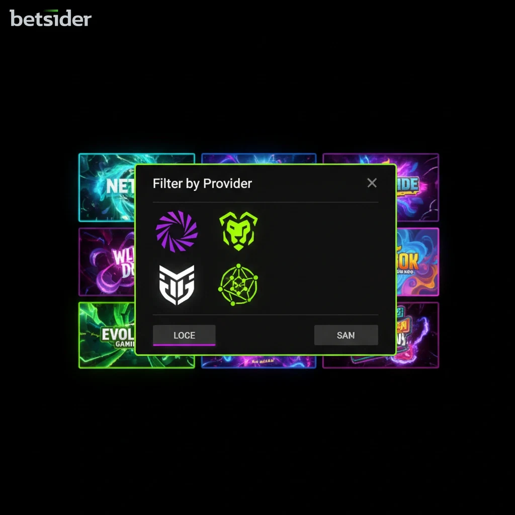 Lobby dei giochi del casinò online Betsider con filtri per provider