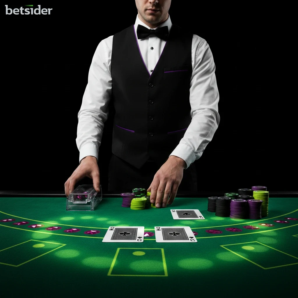 Tavolo di Blackjack Live su Betsider con croupier e carte da gioco
