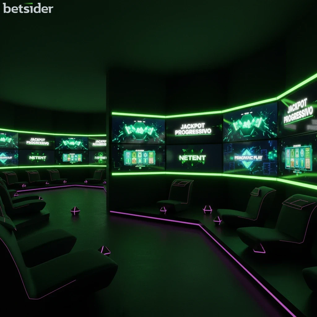 Selezione di slot nel catalogo dei giochi Betsider con copertine colorate nella lobby del casino