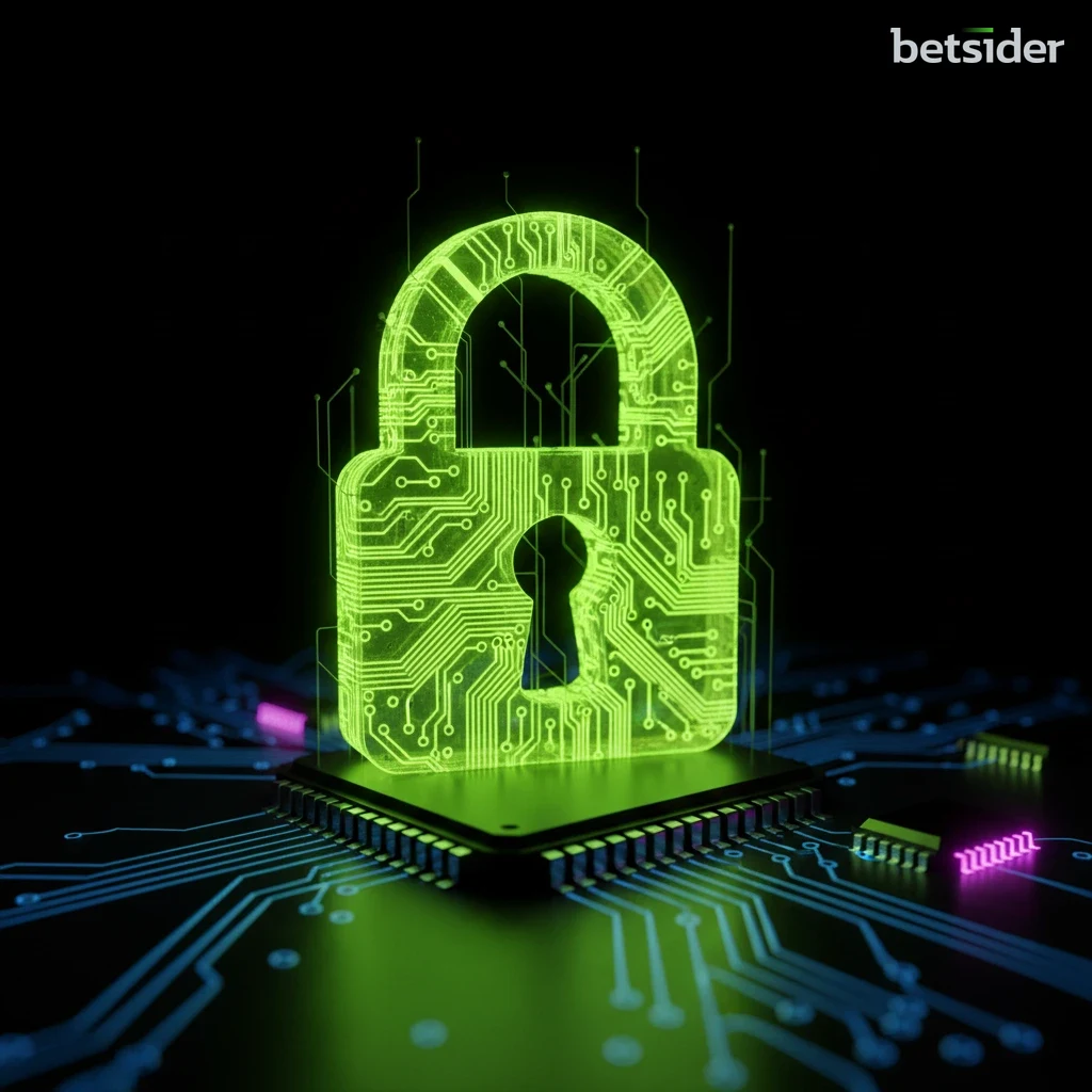 Lucchetto digitale su un circuito, a simboleggiare la sicurezza e la protezione dei dati su Betsider.