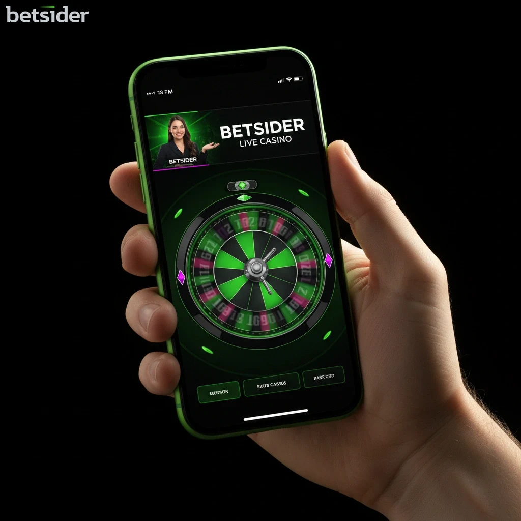 Un giocatore che utilizza uno smartphone per giocare alla roulette nel casinò live di Betsider.